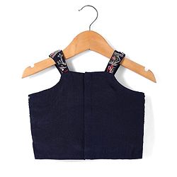 Babyhug Georgette Woven Sleeveless Floral Embroidered & Sequinned Top With Palazzo and Dupatta Set - Navy Blue