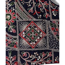 Babyhug Georgette Woven Sleeveless Floral Embroidered & Sequinned Top With Palazzo and Dupatta Set - Navy Blue