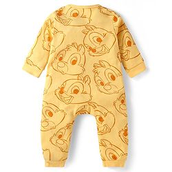 Babyhug Disney Interlock Knit Full Sleeves Front Open Rompers with Chip n Dale Graphics Pack of 2 - Light Blue & Yellow