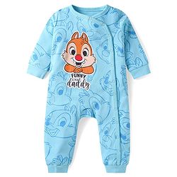 Babyhug Disney Interlock Knit Full Sleeves Front Open Rompers with Chip n Dale Graphics Pack of 2 - Light Blue & Yellow