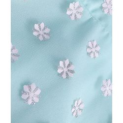 Babyhug Woven Sleeveless Party Frock With Floral Print & Bow Applique - Aqua Blue