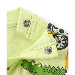 Babyhug Cotton Knit Full Sleeves Night Suit with Vehicle Print - Green