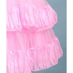 Babyhug Woven Sleeveless Fit & Flared Layered Textured Party Dress with Floral Applique - Pink
