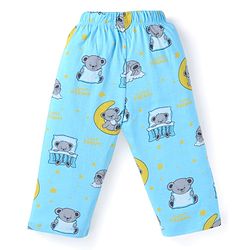 Babyhug Cotton Knit Full Sleeves Front open Night Suit With Koala Print - Light Blue