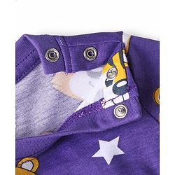 Babyhug Cotton Knit Full Sleeves Night Suit With Tiger Print - Purple