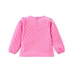 Babyhug Single Jersey Knit Dungaree & Full Sleeves T-Shirt Set Polka Dots Print - Pink