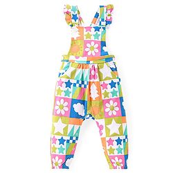 Babyhug Single Jersey Knit Dungaree & Full Sleeves T-Shirt Set Polka Dots Print - Pink