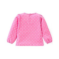 Babyhug Single Jersey Knit Dungaree & Full Sleeves T-Shirt Set Polka Dots Print - Pink