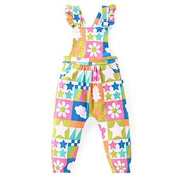 Babyhug Single Jersey Knit Dungaree & Full Sleeves T-Shirt Set Polka Dots Print - Pink
