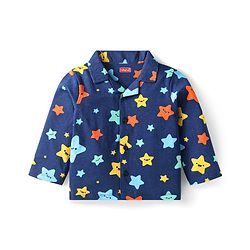 Babyhug Cotton Knit Full Sleeves Star Printed Night Suit - Navy Blue