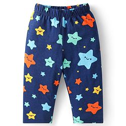 Babyhug Cotton Knit Full Sleeves Star Printed Night Suit - Navy Blue