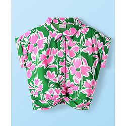 Babyhug Rayon Woven Sleeveless Top With Floral Print - Green