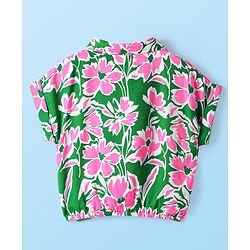 Babyhug Rayon Woven Sleeveless Top With Floral Print - Green