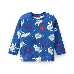 Babyhug Cotton Knit Full Sleeves Night Suit Astronut Print- Navy