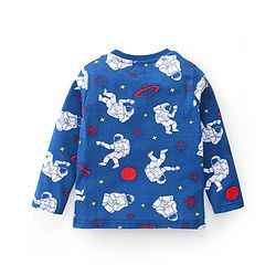 Babyhug Cotton Knit Full Sleeves Night Suit Astronut Print- Navy