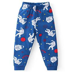 Babyhug Cotton Knit Full Sleeves Night Suit Astronut Print- Navy
