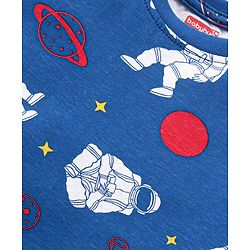 Babyhug Cotton Knit Full Sleeves Night Suit Astronut Print- Navy