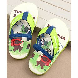 Cute Walk by Babyhug Bear & Text Print Flip Flops   With Back Strap - Green