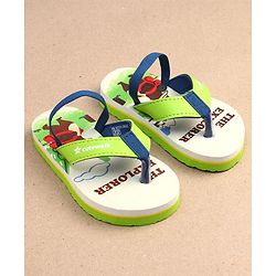 Cute Walk by Babyhug Bear & Text Print Flip Flops   With Back Strap - Green