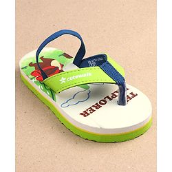 Cute Walk by Babyhug Bear & Text Print Flip Flops   With Back Strap - Green