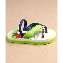 Cute Walk by Babyhug Bear & Text Print Flip Flops   With Back Strap - Green
