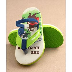 Cute Walk by Babyhug Bear & Text Print Flip Flops   With Back Strap - Green