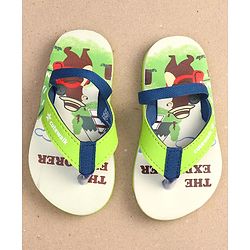Cute Walk by Babyhug Bear & Text Print Flip Flops   With Back Strap - Green
