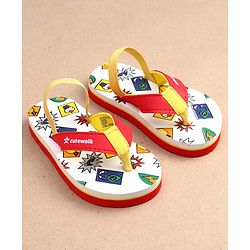 Cute Walk by Babyhug Cupcake Print Flip Flops With Back Strap -White