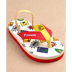 Cute Walk by Babyhug Cupcake Print Flip Flops With Back Strap -White