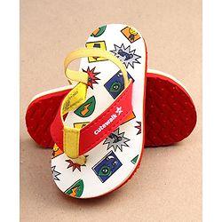 Cute Walk by Babyhug Cupcake Print Flip Flops With Back Strap -White