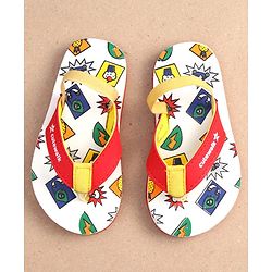 Cute Walk by Babyhug Cupcake Print Flip Flops With Back Strap -White