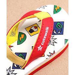 Cute Walk by Babyhug Cupcake Print Flip Flops With Back Strap -White