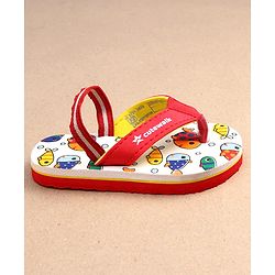 Cute Walk by Babyhug Fish Print Flip Flops With Back Strap Closure - White
