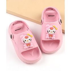 Cute Walk by Babyhug Clogs With Kitty Applique - Pink
