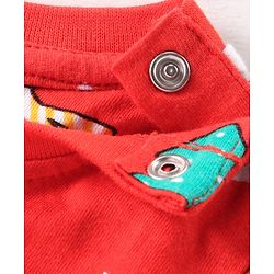 Babyhug Cotton Knit Full Sleeves Night Suit Dino Print- Red
