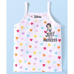 Babyhug Disney Cotton Lycra Knit Singlet Sleeves Slips with Disney Princess Graphic  Pack Of 3 - White Pink Light Blue