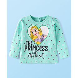 Babyhug Disney Single Jersey Knit Full Sleeves Tops with Disney Princes Graphics Pack of 3 - Pink Light Green & White