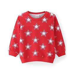 Babyhug Cotton Knit Full Sleeves Sweatshirt with Stars Print - Red