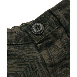 Babyhug Twill Lycra Full Length Leaves Printed Joggers with Stretch & Cargo Pockets - Dark Green