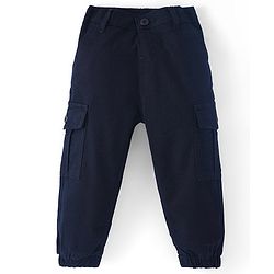Babyhug Twill Lycra Full Length Solid Color Joggers - Black