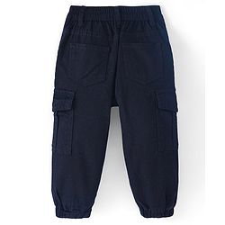Babyhug Twill Lycra Full Length Solid Color Joggers - Black