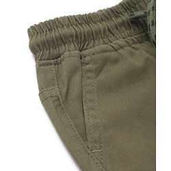 Babyhug Twill Lycra Full Length Solid Color Stretchable Joggers - Olive Green