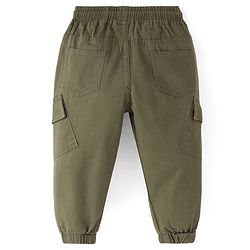 Babyhug Twill Lycra Full Length Solid Color Stretchable Joggers - Olive Green