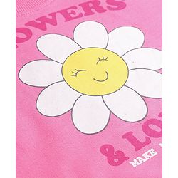 Babyhug Cotton Knit Full Sleeves Sweatshirt With Floral Print - Pink