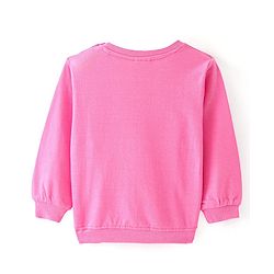 Babyhug Cotton Knit Full Sleeves Sweatshirt With Floral Print - Pink