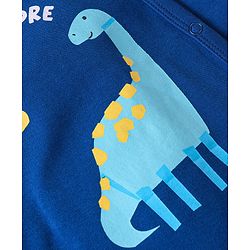 Babyhug 100% Cotton Knit Full Sleeves Romper with Dino Print Pack of 2 - Blue & White
