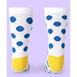 Cute Walk by Babyhug Knit Antibacterial Ankle Length Socks With Polka Dot & Unicorn Print Pack of 3 - White Blue & Grey