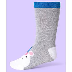 Cute Walk by Babyhug Knit Antibacterial Ankle Length Socks With Polka Dot & Unicorn Print Pack of 3 - White Blue & Grey