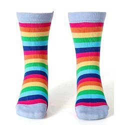 Cute Walk by Babyhug Cotton Lycra Knit Anti-bacterial Socks Stripes & Rainbow Design Pack of 3 - Pink & Blue