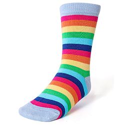 Cute Walk by Babyhug Cotton Lycra Knit Anti-bacterial Socks Stripes & Rainbow Design Pack of 3 - Pink & Blue